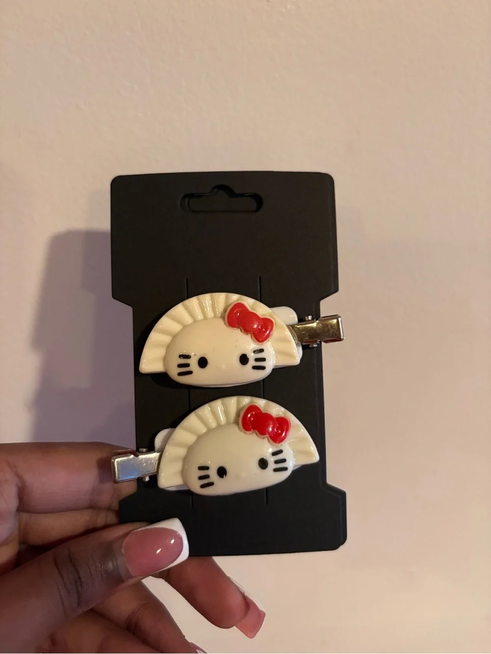 Hello Kitty-Inspired Cream and Red Hair Clips